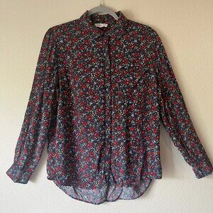 BeachLunchLounge Floral Pattern Button Down Top Size Large